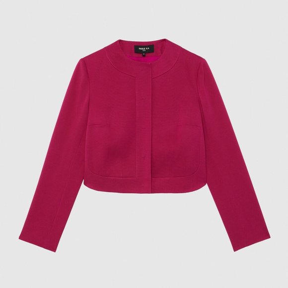 NWT Paule Ka Cropped Ottoman Stretch Jacket in Fuschia 14 - Picture 1 of 9